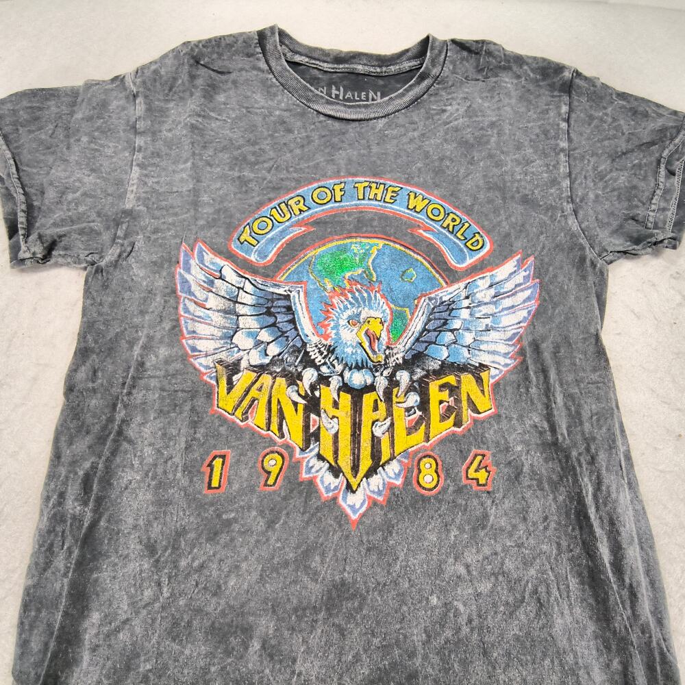 Van Halen Band Graphic Crew Neck Short Sleeve Shirt Womens Size Small S Gray